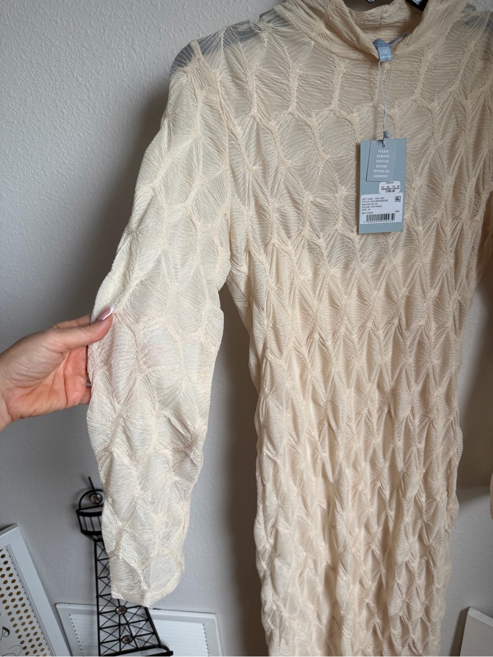 NWT Antonio Melani Katelyn Long Sleeve Turtleneck Puckered Jacquard Midi Dress - Picture 4 of 10